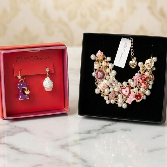Betsey Johnson Jewelry - Betsey-Johnson Sweets Bib Necklace and Earrings
